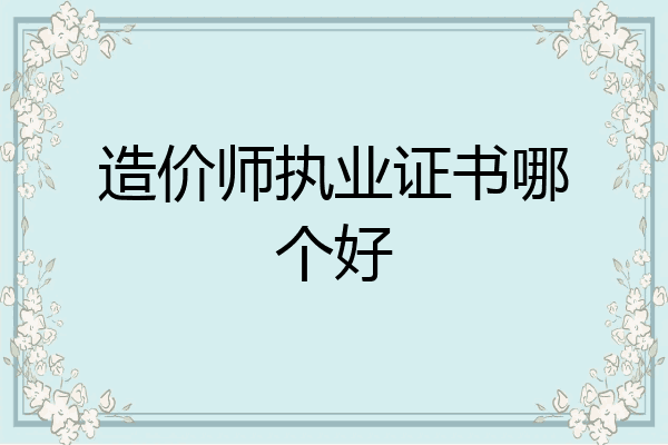 造价师执业证书哪个好