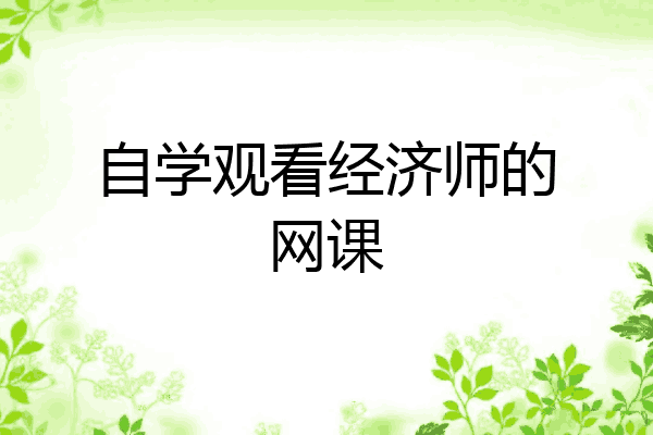 自学观看经济师的网课