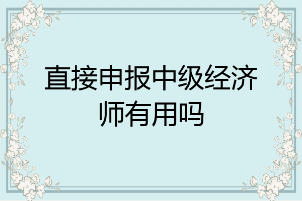 直接申报中级经济师有用吗