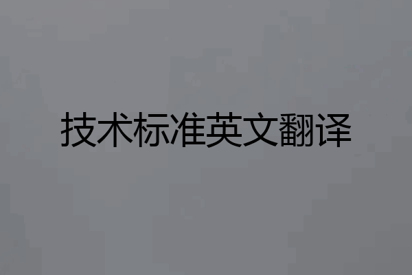 技术标准英文翻译