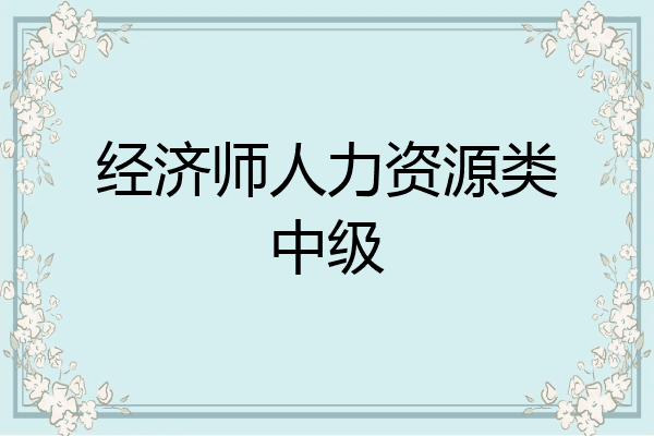 经济师人力资源类中级