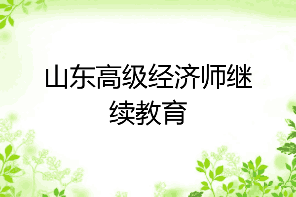 山东高级经济师继续教育
