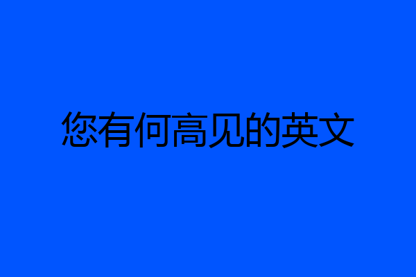 您有何高见的英文