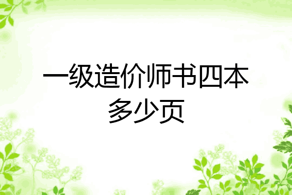 一级造价师书四本多少页