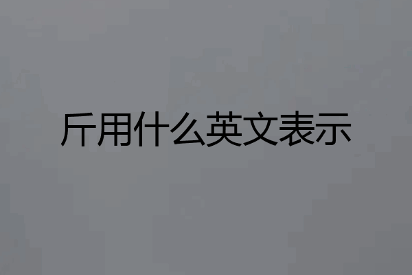 斤用什么英文表示