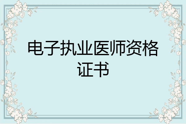 电子执业医师资格证书