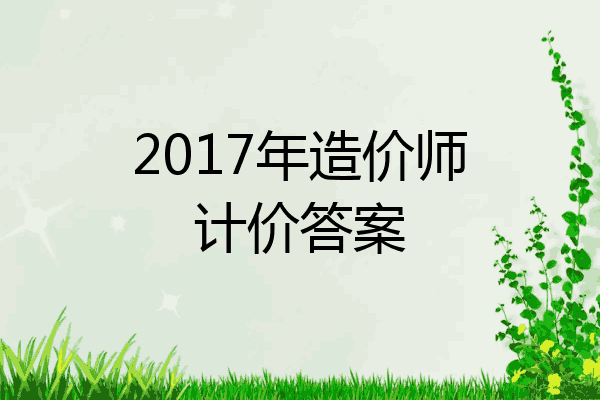 2017年造价师计价答案