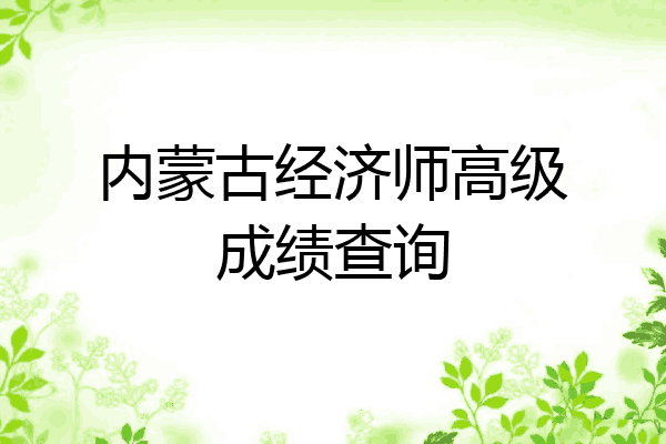 内蒙古经济师高级成绩查询