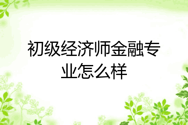 初级经济师金融专业怎么样