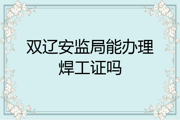 双辽安监局能办理焊工证吗