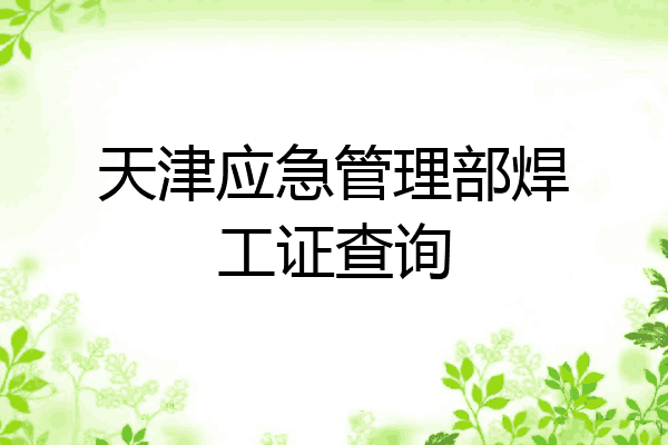 天津应急管理部焊工证查询