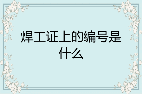 焊工证上的编号是什么