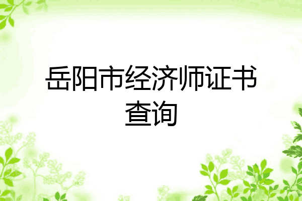 岳阳市经济师证书查询