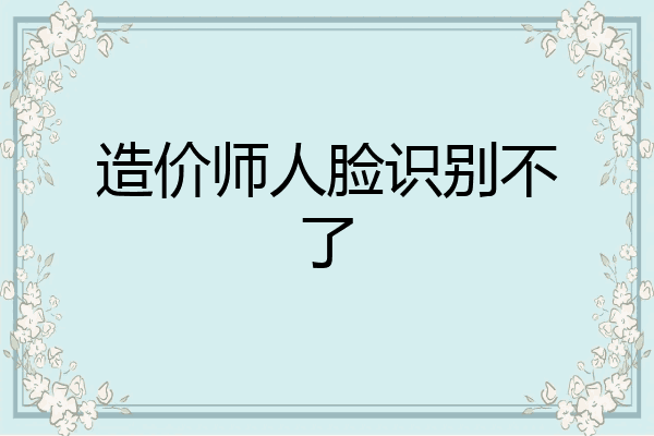 造价师人脸识别不了
