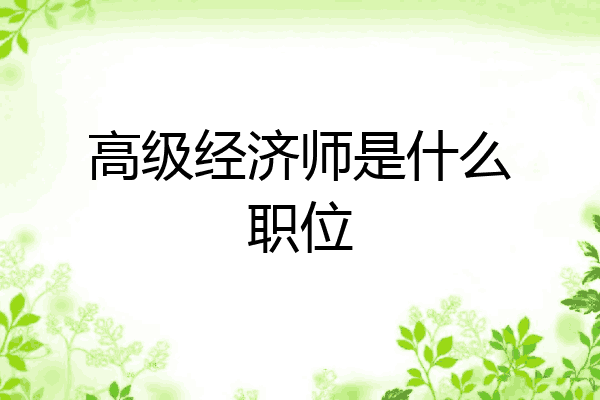 高级经济师是什么职位