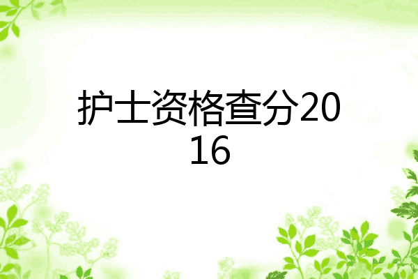 护士资格查分2016