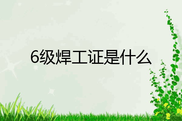6级焊工证是什么