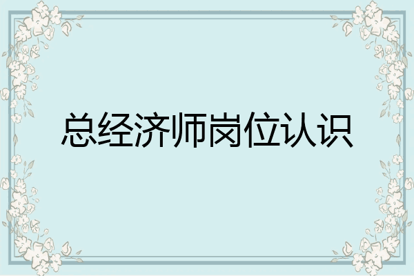 总经济师岗位认识