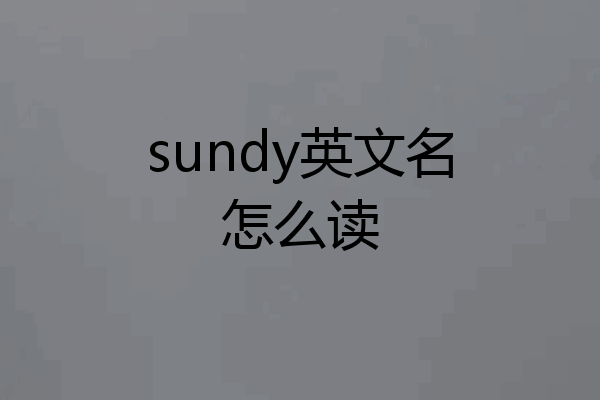 sundy英文名怎么读