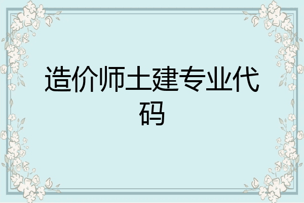 造价师土建专业代码