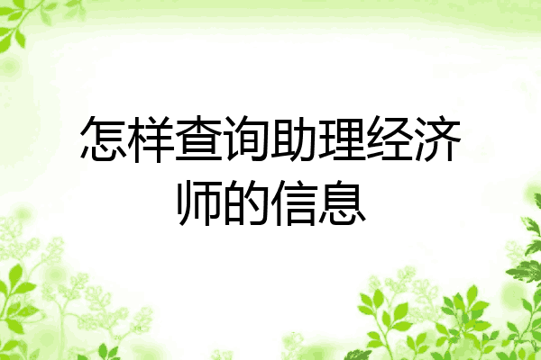 怎样查询助理经济师的信息