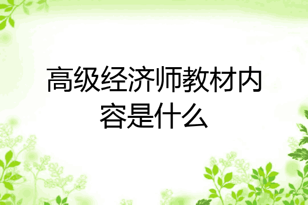 高级经济师教材内容是什么