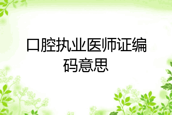 口腔执业医师证编码意思