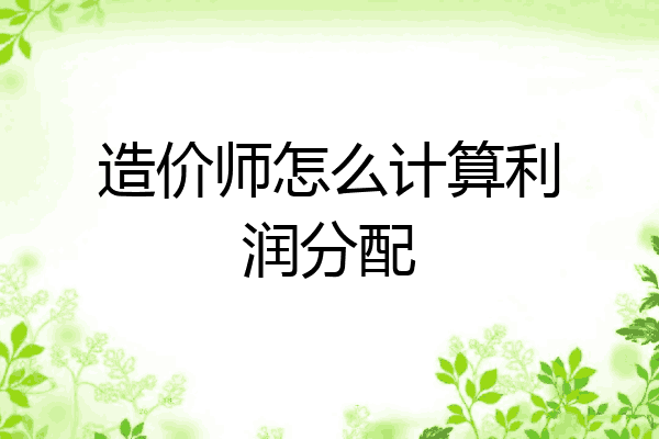 造价师怎么计算利润分配