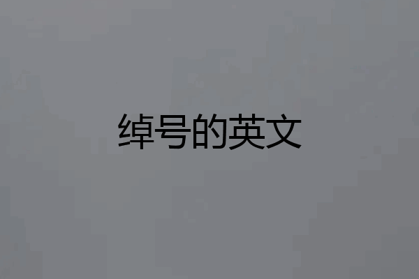 绰号的英文