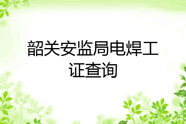 韶关安监局电焊工证查询