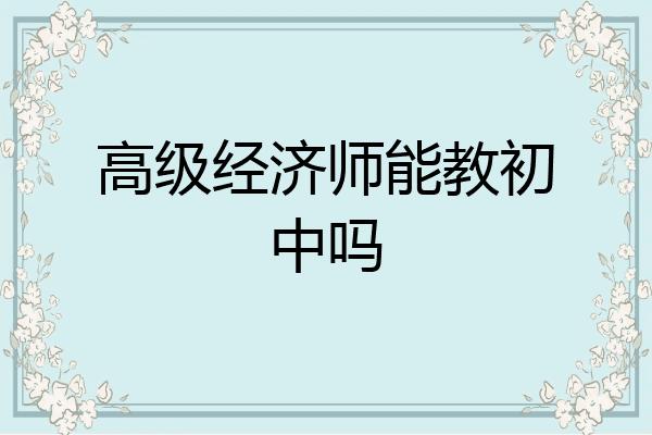 高级经济师能教初中吗