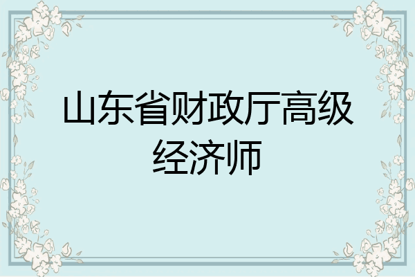 山东省财政厅高级经济师