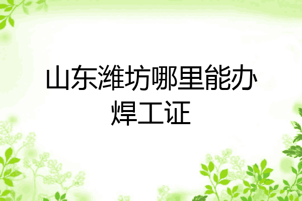 山东潍坊哪里能办焊工证