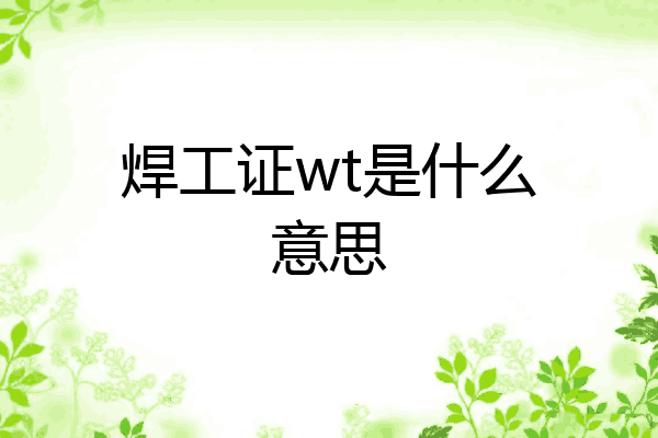 焊工证wt是什么意思