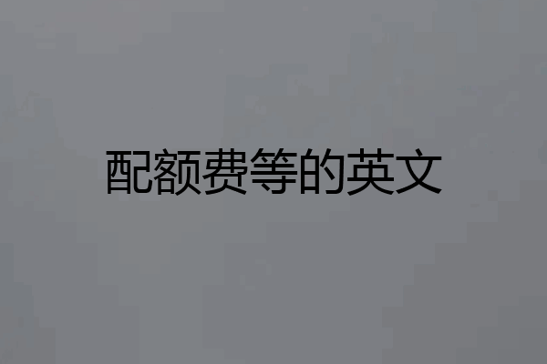 配额费等的英文