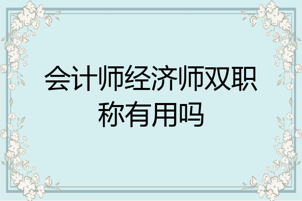 会计师经济师双职称有用吗