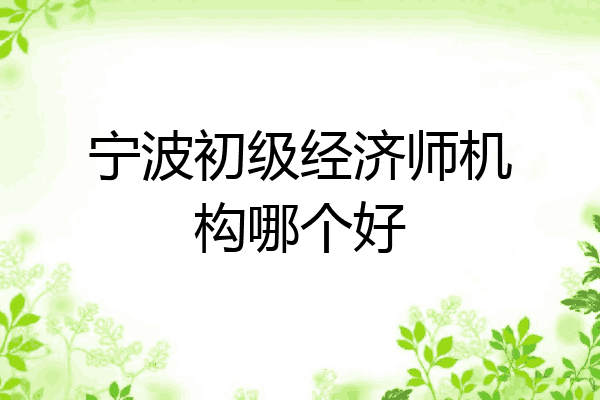 宁波初级经济师机构哪个好