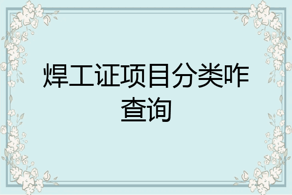 焊工证项目分类咋查询