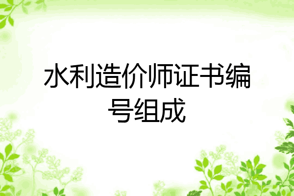 水利造价师证书编号组成