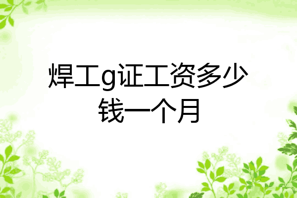 焊工g证工资多少钱一个月