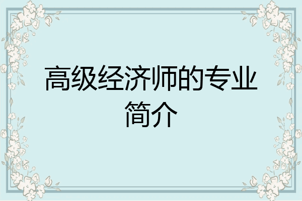 高级经济师的专业简介