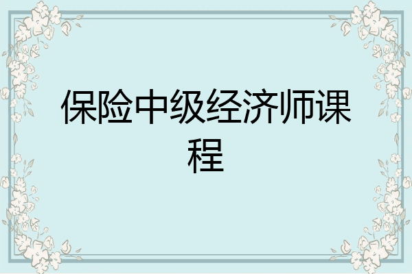 保险中级经济师课程