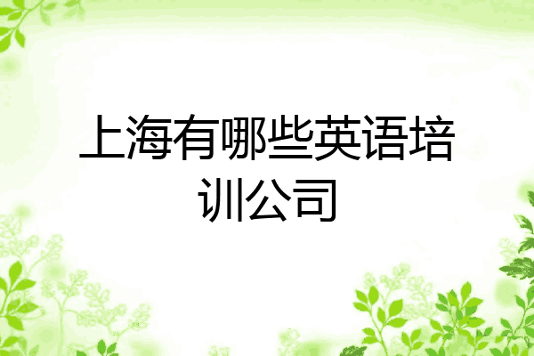 上海有哪些英语培训公司