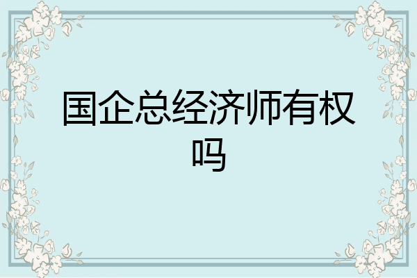 国企总经济师有权吗