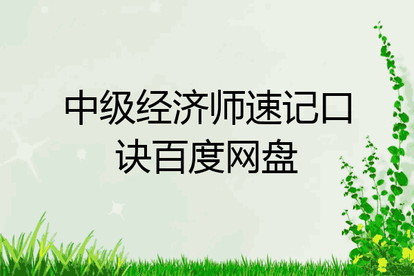 中级经济师速记口诀百度网盘