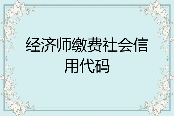 经济师缴费社会信用代码