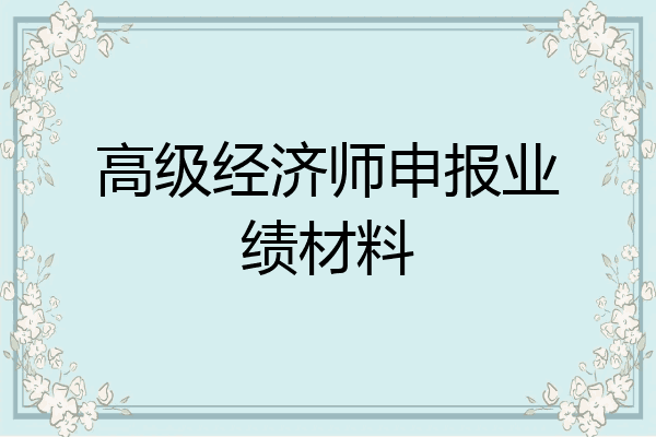 高级经济师申报业绩材料