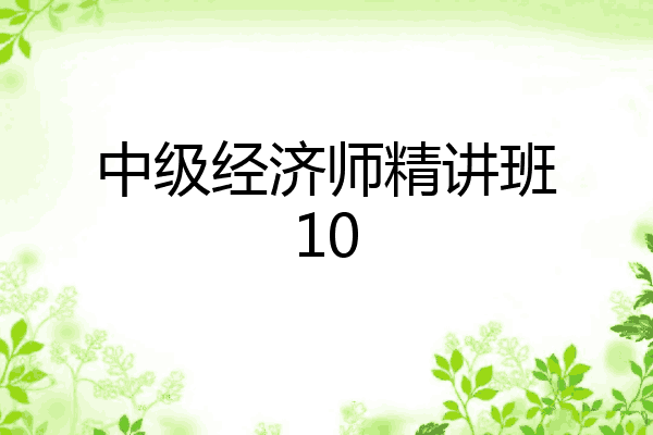 中级经济师精讲班10
