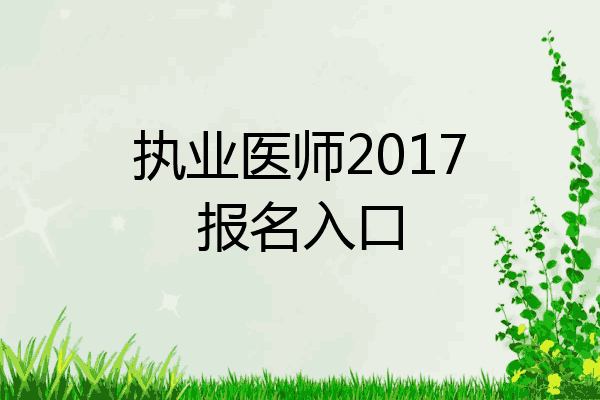 执业医师2017报名入口