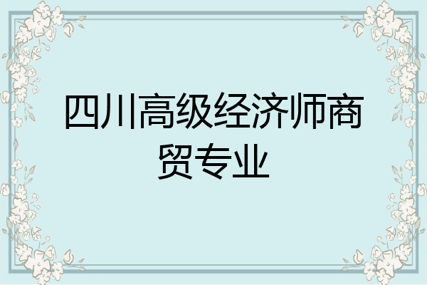 四川高级经济师商贸专业